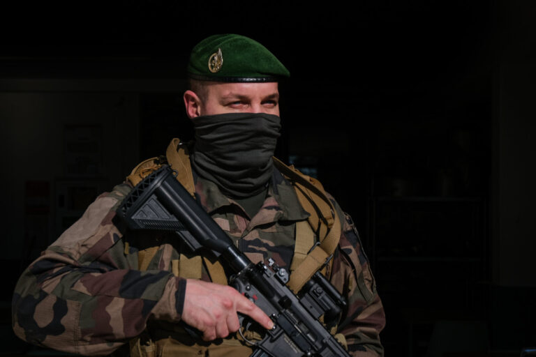 France, Castelnaudary, 2022-01-26. Training of foreign legion soldiers in south of France, at the 4th Regiment. Photogra