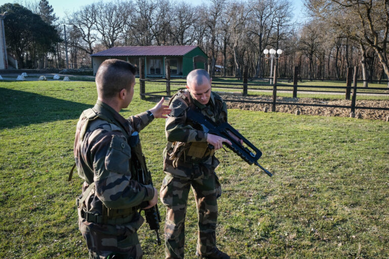 France, Castelnaudary, 2022-01-26. Training of foreign legion soldiers in south of France, at the 4th Regiment. Photogra