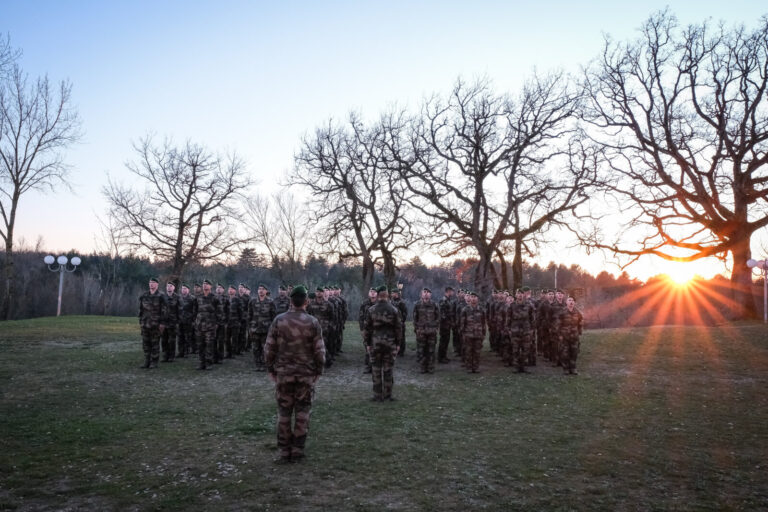 France, Castelnaudary, 2022-01-26. Training of foreign legion soldiers in south of France, at the 4th Regiment. Photogra
