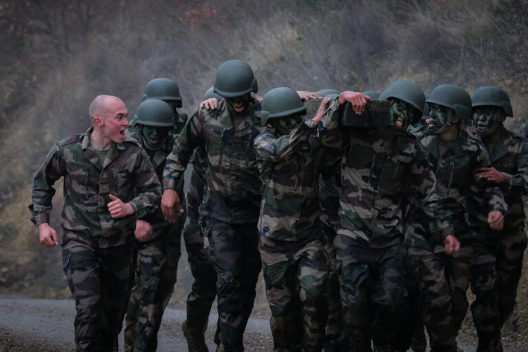 France, Castelnaudary, 2022-01-28. Training of foreign legion soldiers in south of France, at the 4th Regiment. Photogra