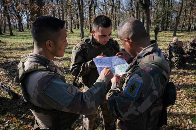 France, Castelnaudary, 2022-02-10. Training of foreign legion soldiers in south of France, at the 4th Regiment. Photogra