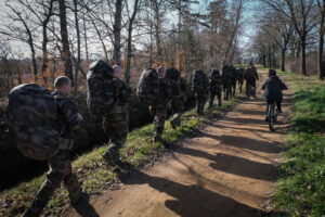 France, Castelnaudary, 2022-02-10. Training of foreign legion soldiers in south of France, at the 4th Regiment. Photogra