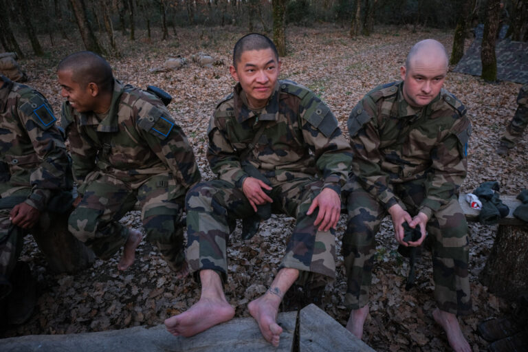 France, Castelnaudary, 2022-02-10. Training of foreign legion soldiers in south of France, at the 4th Regiment. Photogra