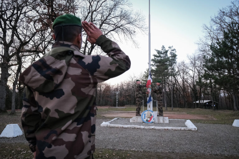 France, Castelnaudary, 2022-02-10. Training of foreign legion soldiers in south of France, at the 4th Regiment. Photogra
