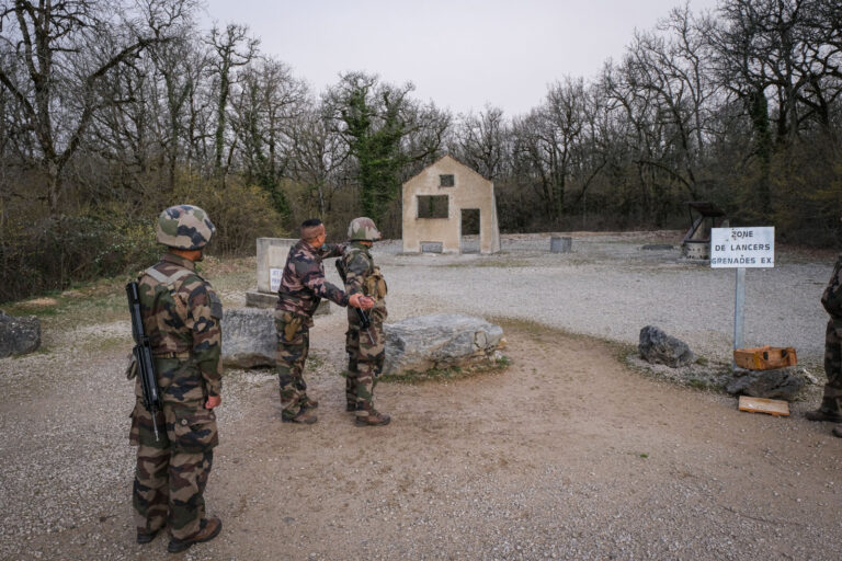 France, Caylus, 2022-03-15. Training of foreign legion soldiers in south of France, at the 4th Regiment. Photograph by F
