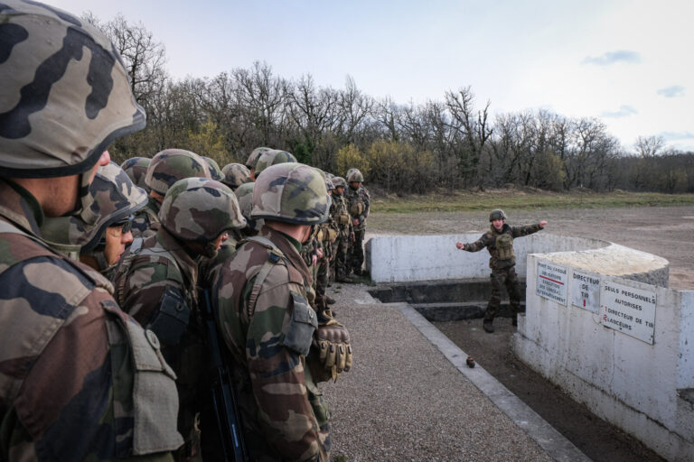 France, Caylus, 2022-03-15. Training of foreign legion soldiers in south of France, at the 4th Regiment. Photograph by F