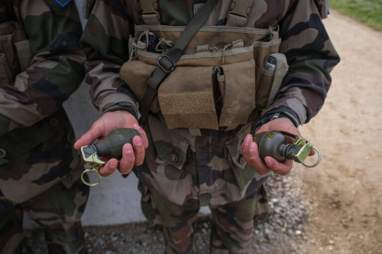 France, Caylus, 2022-03-15. Training of foreign legion soldiers in south of France, at the 4th Regiment. Photograph by F