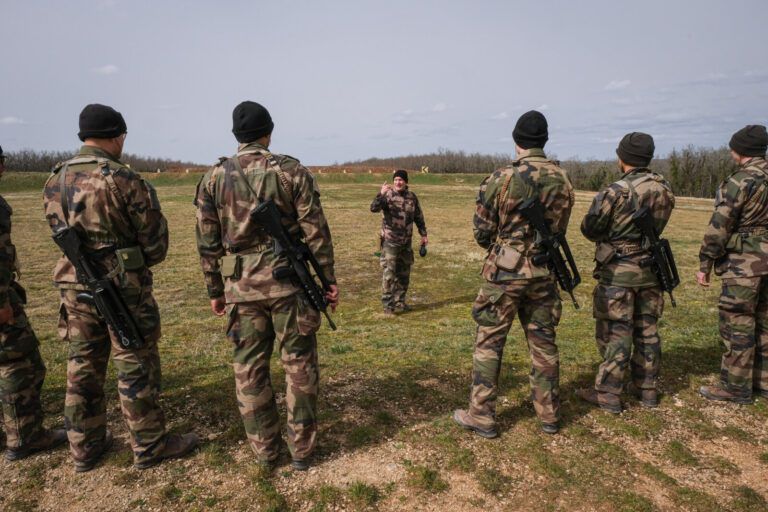 France, Caylus, 2022-03-15. Training of foreign legion soldiers in south of France, at the 4th Regiment. Photograph by F