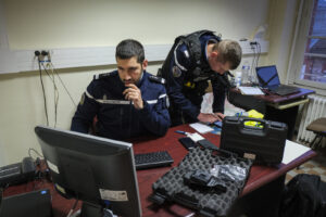 France, Melun, Mai 2024. Officer-students from the Melun school take part in their final exercise before joining a natio