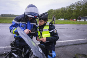 France, Melun, Mai 2024. Officer-students from the Melun school take part in their final exercise before joining a natio