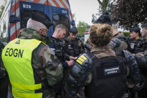 France, Melun, Mai 2024. Officer-students from the Melun school take part in their final exercise before joining a natio