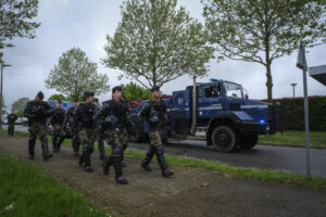 France, Melun, Mai 2024. Officer-students from the Melun school take part in their final exercise before joining a natio