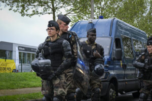France, Melun, Mai 2024. Officer-students from the Melun school take part in their final exercise before joining a natio