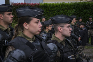 France, Melun, Mai 2024. Officer-students from the Melun school take part in their final exercise before joining a natio