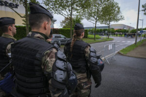 France, Melun, Mai 2024. Officer-students from the Melun school take part in their final exercise before joining a natio