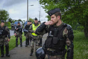 France, Melun, Mai 2024. Officer-students from the Melun school take part in their final exercise before joining a natio
