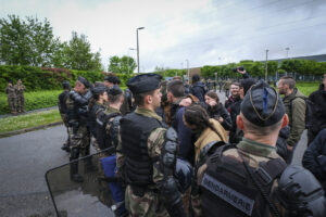 France, Melun, Mai 2024. Officer-students from the Melun school take part in their final exercise before joining a natio