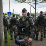 France, Melun, Mai 2024. Officer-students from the Melun school take part in their final exercise before joining a natio