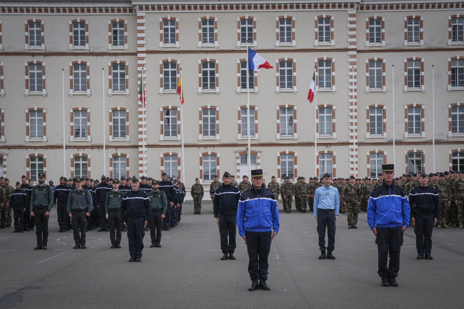 France, Melun, Mai 2024. Officer-students from the Melun school take part in their final exercise before joining a natio