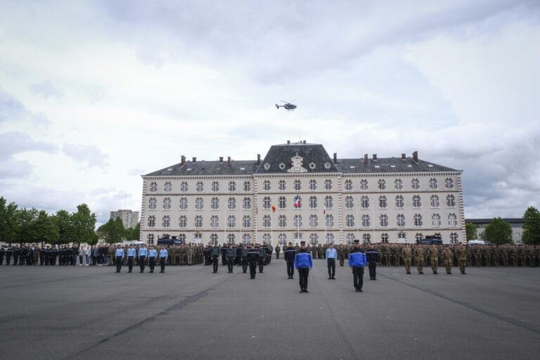 France, Melun, Mai 2024. Officer-students from the Melun school take part in their final exercise before joining a natio
