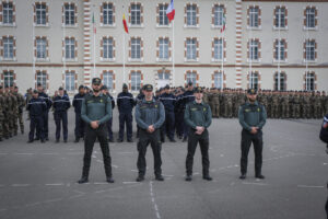 France, Melun, Mai 2024. Officer-students from the Melun school take part in their final exercise before joining a natio