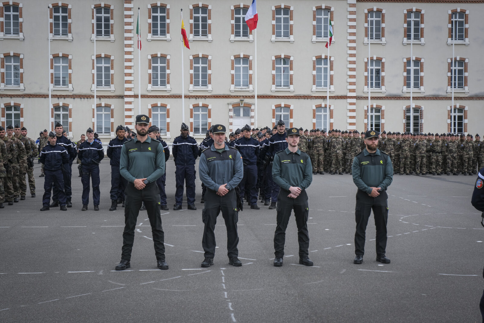 France, Melun, Mai 2024. Officer-students from the Melun school take part in their final exercise before joining a natio