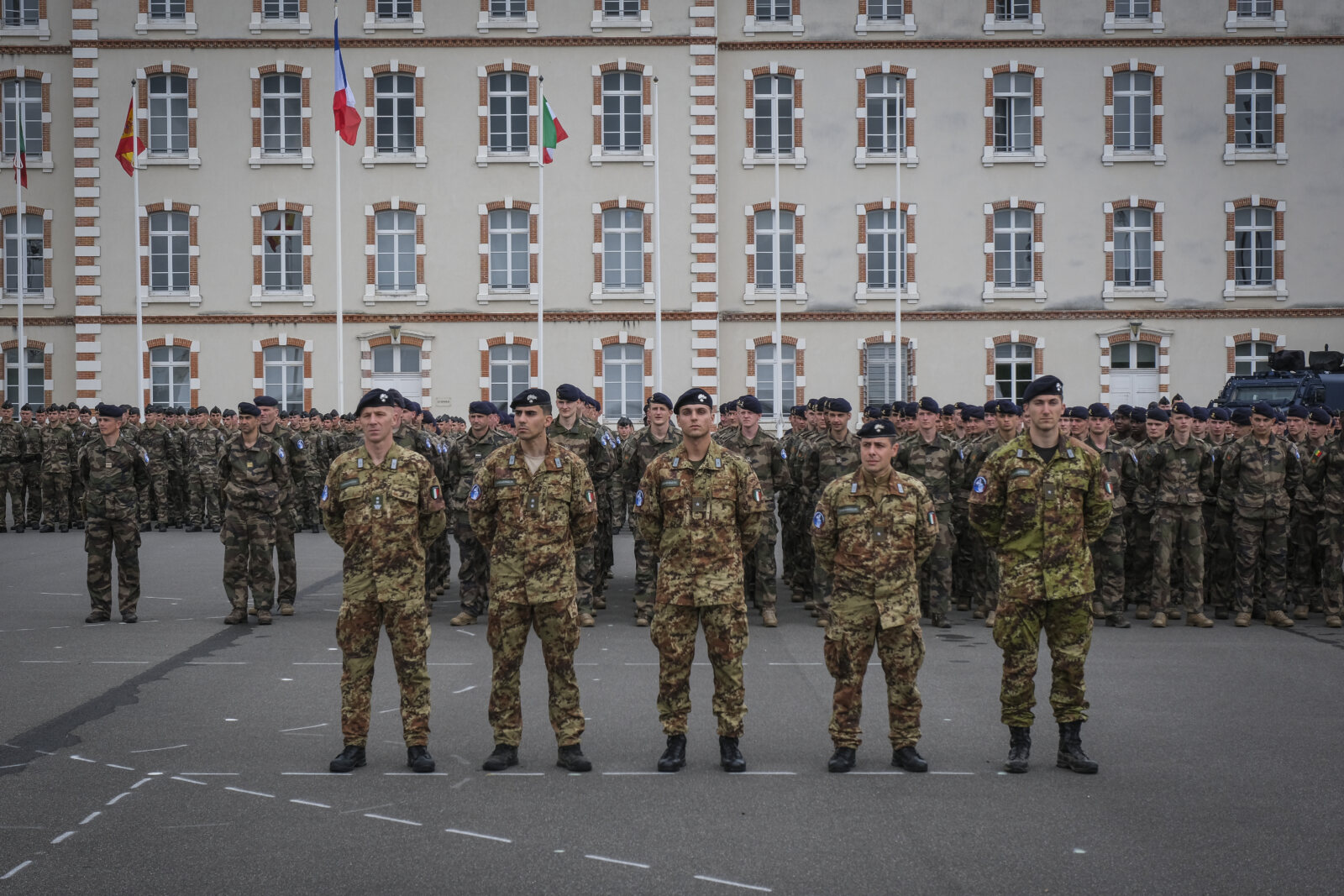 France, Melun, Mai 2024. Officer-students from the Melun school take part in their final exercise before joining a natio