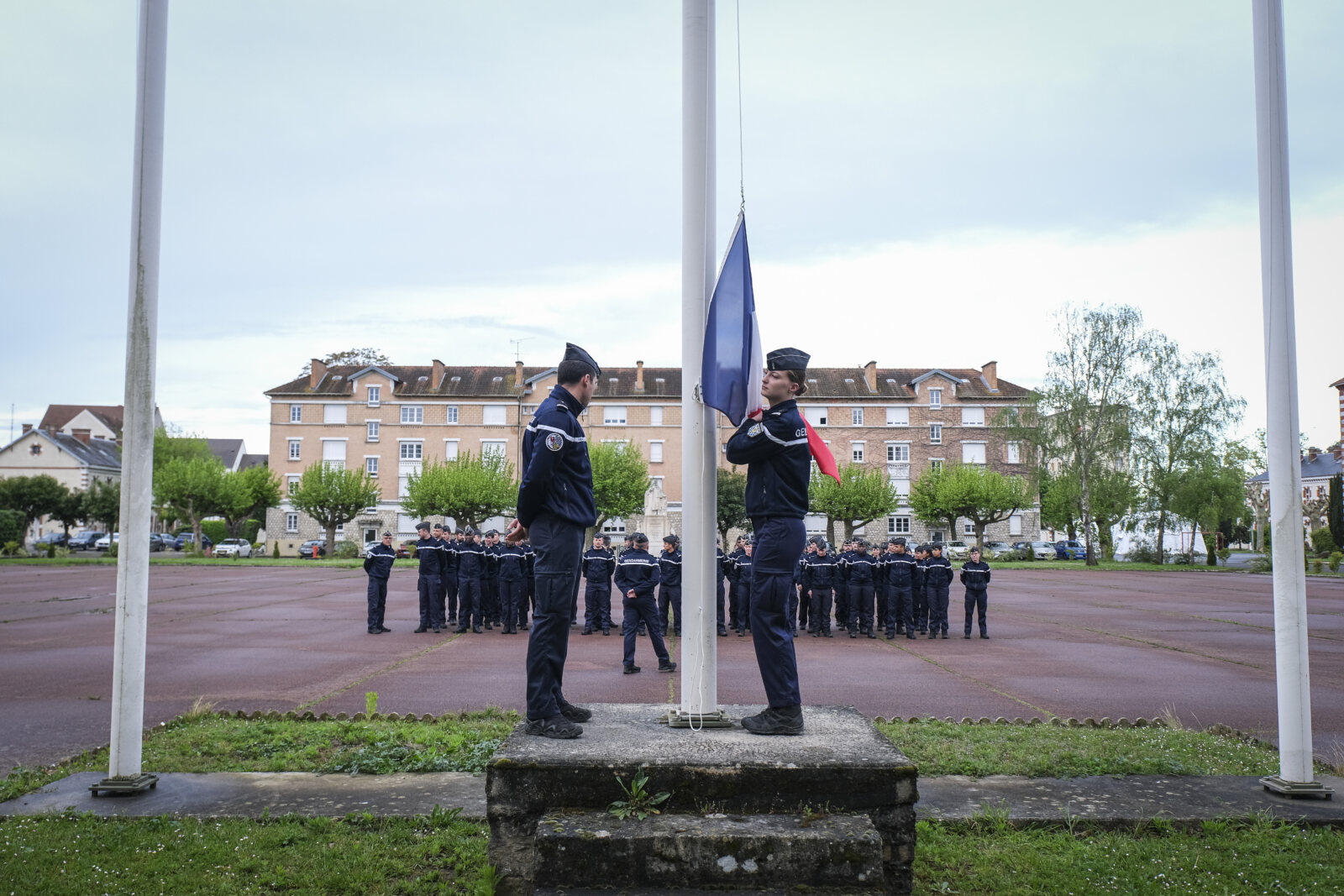France, Melun, Mai 2024. Officer-students from the Melun school take part in their final exercise before joining a natio