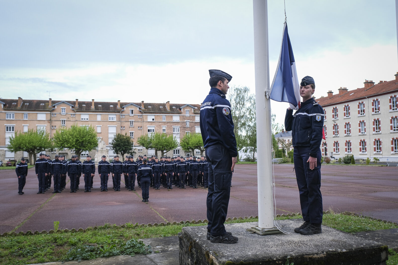 France, Melun, Mai 2024. Officer-students from the Melun school take part in their final exercise before joining a natio