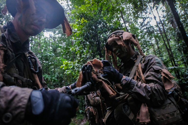 France, Regina, 2018-12-23. In French Guyana, the Green Berets of the Foreign Legion train soldiers in combat and surviv