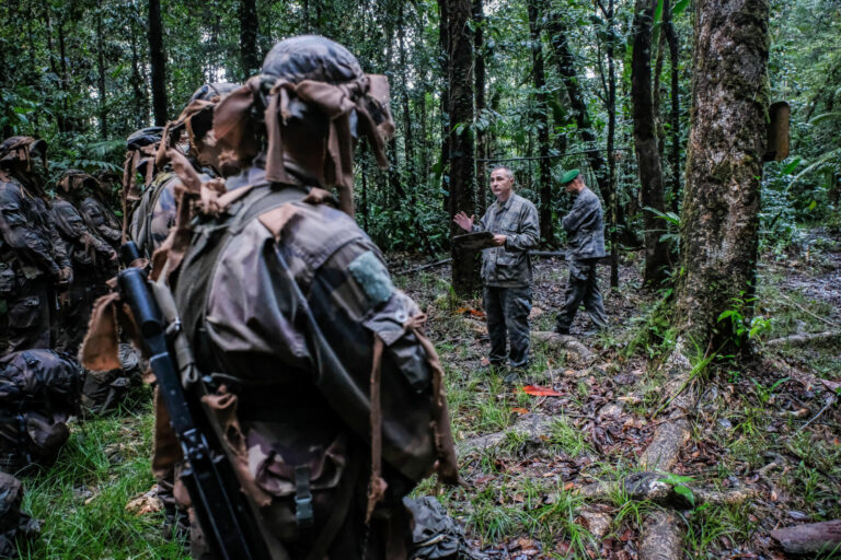 France, Regina, 2018-12-23. In French Guyana, the Green Berets of the Foreign Legion train soldiers in combat and surviv