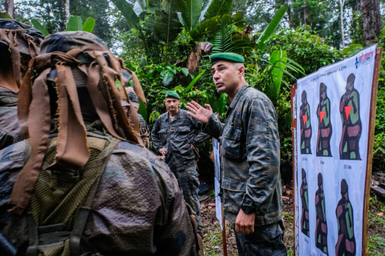 France, Regina, 2018-12-23. In French Guyana, the Green Berets of the Foreign Legion train soldiers in combat and surviv