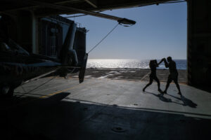 Mediterranean Sea, 2022-07-07. French Navy Helicopter carrier Mistral during the Jeanne d’Arc mission, which is a five m