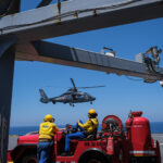 Mediterranean Sea, 2022-07-08. Florian, young helicoptere pilote on the French Navy Helicopter carrier Mistral during th