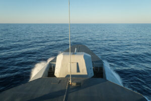 Mediterranean Sea, 2022-07-09. French Navy combat fregate type la fayette le courbet during the Jeanne d’Arc mission, wh