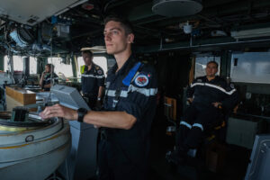 Mediterranean Sea, 2022-07-10. French Navy combat fregate type la fayette le courbet during the Jeanne d’Arc mission, wh
