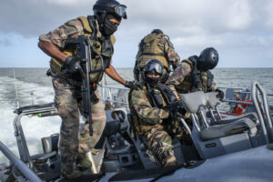 France, Kourou, 2018-12-18. In French Guyana, the armed forces of Guyana (FAG) and in particular the french Navy secure 