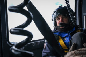 France, Chamonix, 2021-02-16. Immersion inside helicoptere with mountain rescue gendarmerie (PGHM). Photograph by Fred M