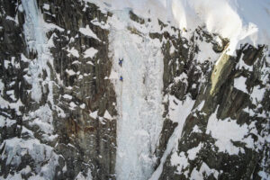 France, Chamonix, 2021-02-18. Immersion with mountain rescue gendarmerie (PGHM) during ice climbing training. Photograph