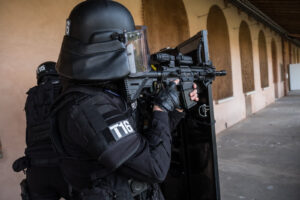 France, Toulouse, 2019-03-18. RAID (elite police unit, special forces) trains at its headquarters in Toulouse. They trai