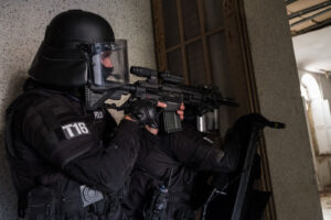 France, Toulouse, 2019-03-18. RAID (elite police unit, special forces) trains at its headquarters in Toulouse. They trai