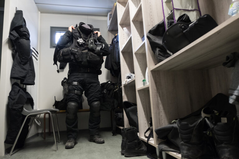 France, Toulouse, 2019-03-18. RAID (elite police unit, special forces) trains at its headquarters in Toulouse. They trai