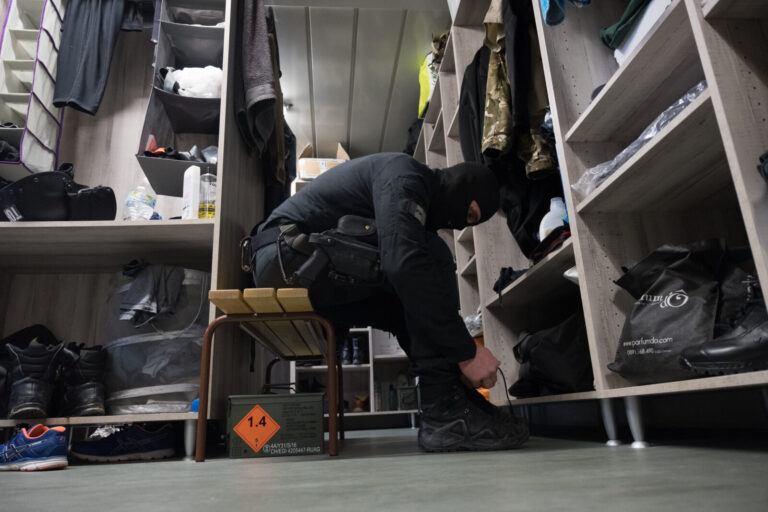 France, Toulouse, 2019-03-18. RAID (elite police unit, special forces) trains at its headquarters in Toulouse. They trai