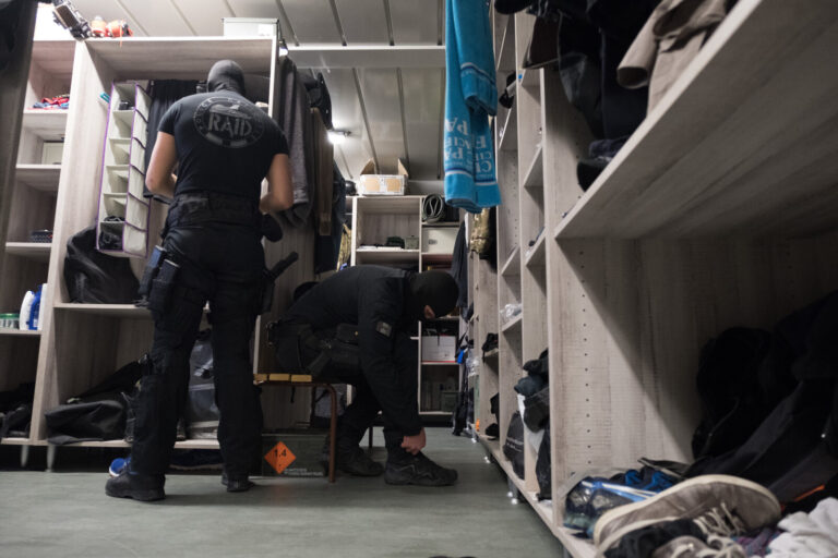 France, Toulouse, 2019-03-18. RAID (elite police unit, special forces) trains at its headquarters in Toulouse. They trai