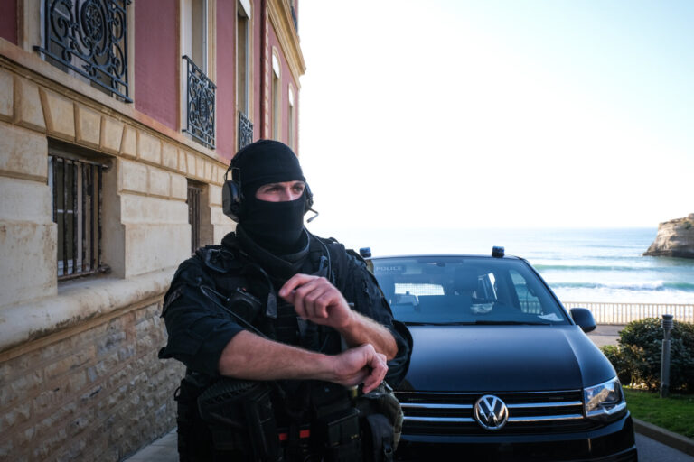 France, Biarritz, 2019-08-25. Raid special police forces in Biarritz for G7 international summit. Photograph by Fred MAR