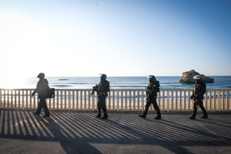 France, Biarritz, 2019-08-25. Raid special police forces in Biarritz for G7 international summit. Photograph by Fred MAR