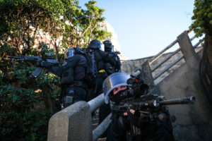 France, Biarritz, 2019-08-25. Raid special police forces in Biarritz for G7 international summit. Photograph by Fred MAR