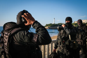 France, Biarritz, 2019-08-25. Raid special police forces in Biarritz for G7 international summit. Photograph by Fred MAR