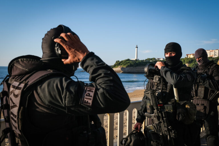 France, Biarritz, 2019-08-25. Raid special police forces in Biarritz for G7 international summit. Photograph by Fred MAR