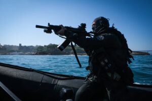 France, Biarritz, 2019-08-25. Raid special police forces in Biarritz for G7 international summit. Photograph by Fred MAR